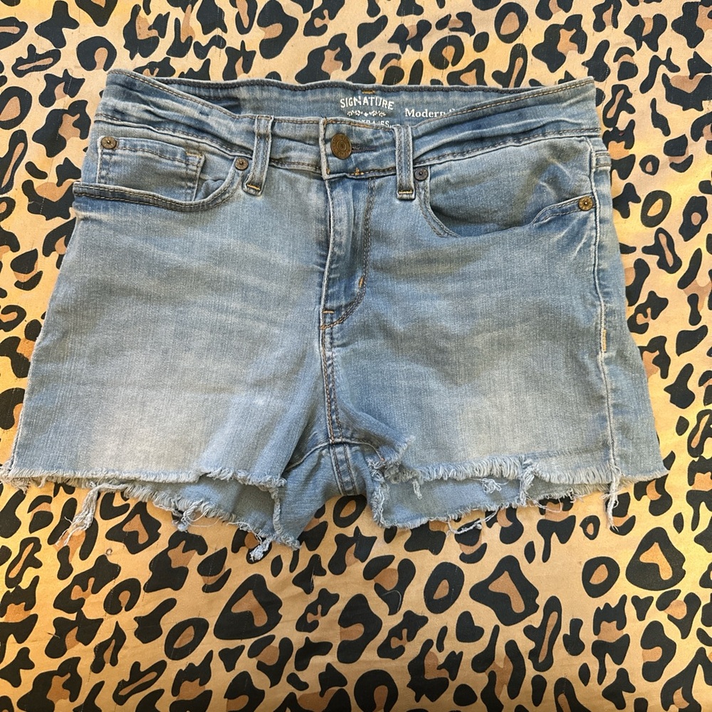 light blue denim shorts